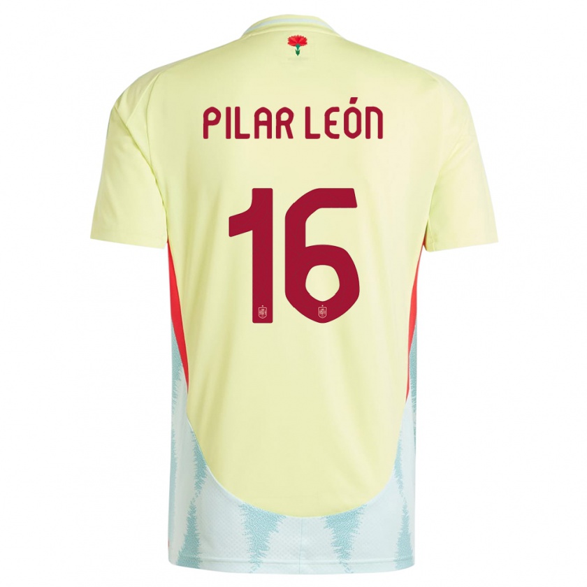 Kandiny Enfant Maillot Espagne Maria Pilar Leon #16 Jaune Tenues Extérieur 24-26 T-Shirt