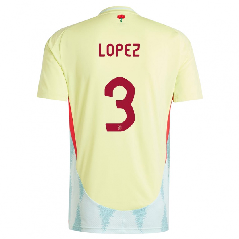 Kandiny Enfant Maillot Espagne Juan Lopez #3 Jaune Tenues Extérieur 24-26 T-Shirt