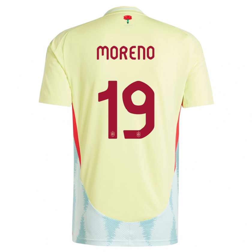Kandiny Enfant Maillot Espagne Victor Moreno #19 Jaune Tenues Extérieur 24-26 T-Shirt