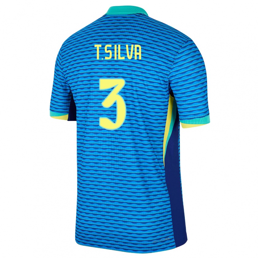 Kandiny Enfant Maillot Brésil Thiago Silva #3 Bleu Tenues Extérieur 24-26 T-Shirt