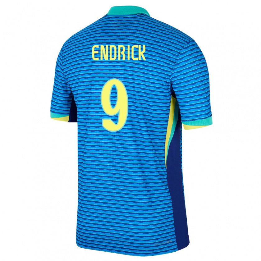 Kandiny Enfant Maillot Brésil Endrick #9 Bleu Tenues Extérieur 24-26 T-Shirt