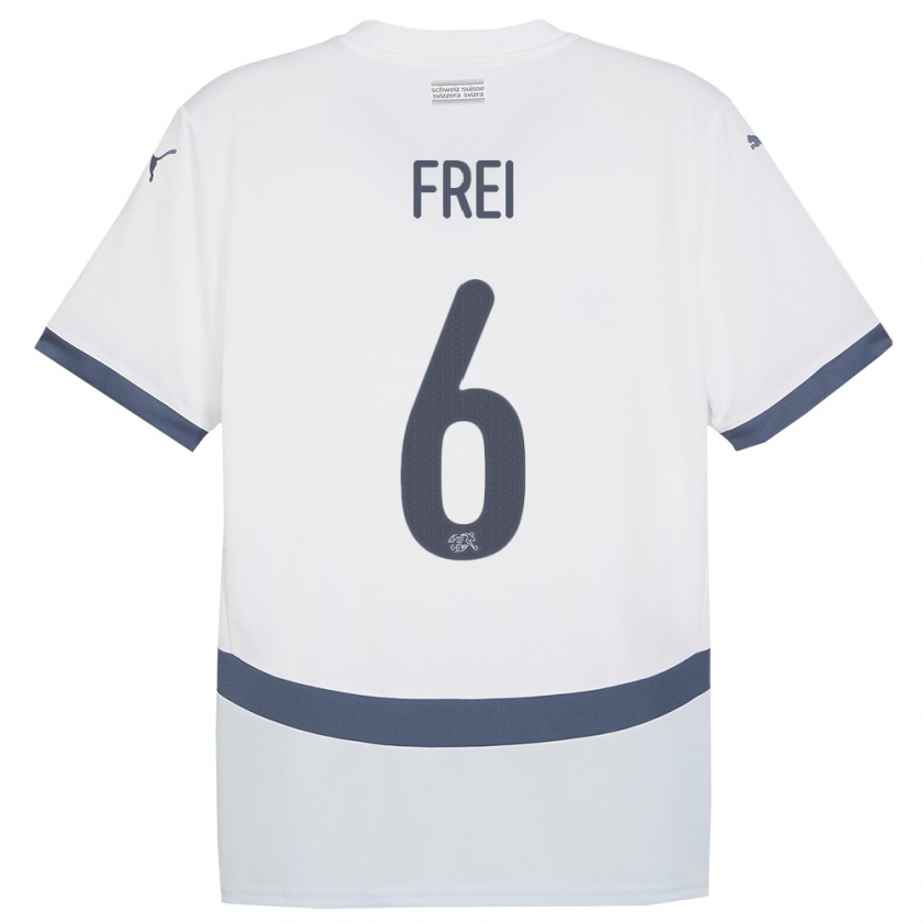 Kandiny Enfant Maillot Suisse Fabian Frei #6 Blanc Tenues Extérieur 24-26 T-Shirt