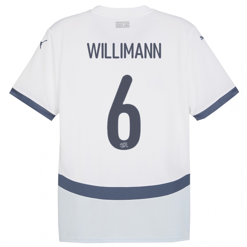 Kandiny Enfant Maillot Suisse Mauricio Willimann #6 Blanc Tenues Extérieur 24-26 T-Shirt