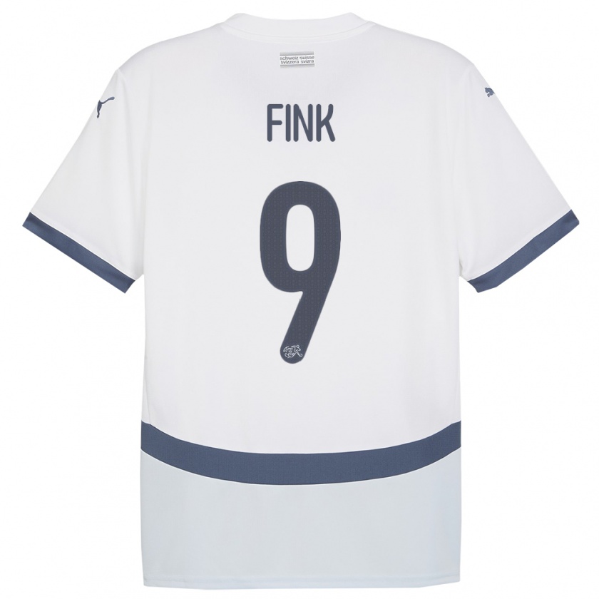 Kandiny Enfant Maillot Suisse Bradley Fink #9 Blanc Tenues Extérieur 24-26 T-Shirt