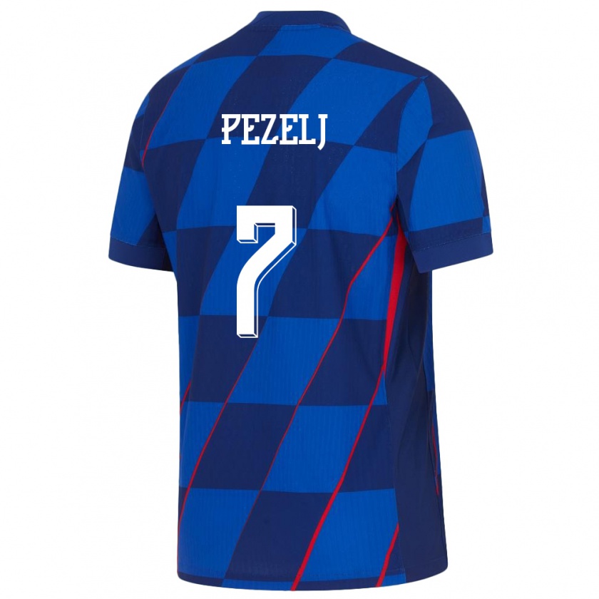 Kandiny Enfant Maillot Croatie Petra Pezelj #7 Bleu Tenues Extérieur 24-26 T-Shirt