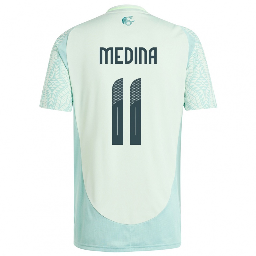 Kandiny Enfant Maillot Mexique Diego Medina #11 Lin Vert Tenues Extérieur 24-26 T-Shirt