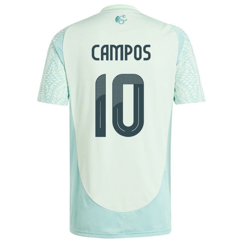 Kandiny Enfant Maillot Mexique Karel Campos #10 Lin Vert Tenues Extérieur 24-26 T-Shirt