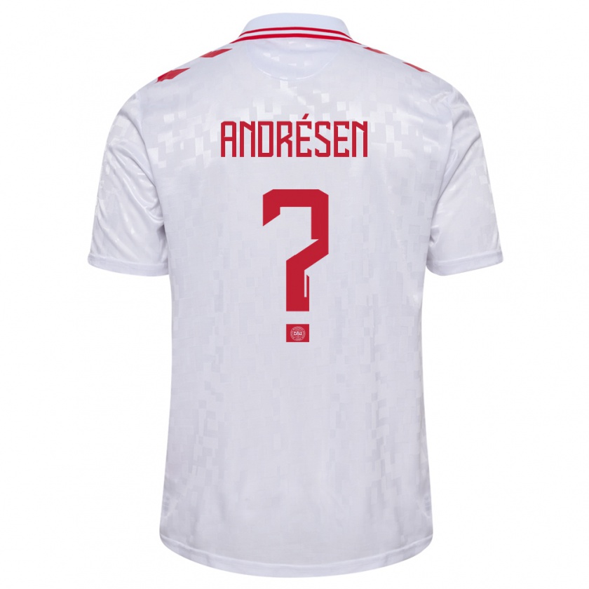 Kandiny Enfant Maillot Danemark Aske Andrésen #0 Blanc Tenues Extérieur 24-26 T-Shirt