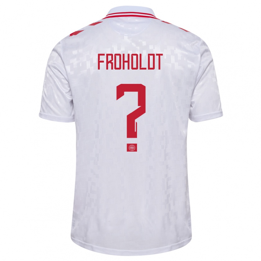 Kandiny Enfant Maillot Danemark Victor Froholdt #0 Blanc Tenues Extérieur 24-26 T-Shirt
