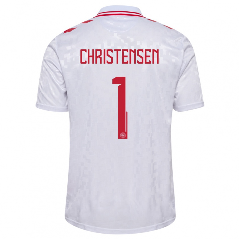 Kandiny Enfant Maillot Danemark Lene Christensen #1 Blanc Tenues Extérieur 24-26 T-Shirt