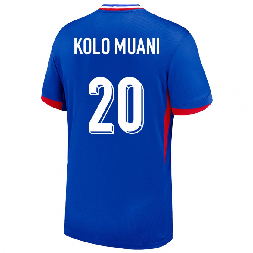 Kandiny Homme Maillot France Randal Kolo Muani #20 Bleu Tenues Domicile 24-26 T-Shirt