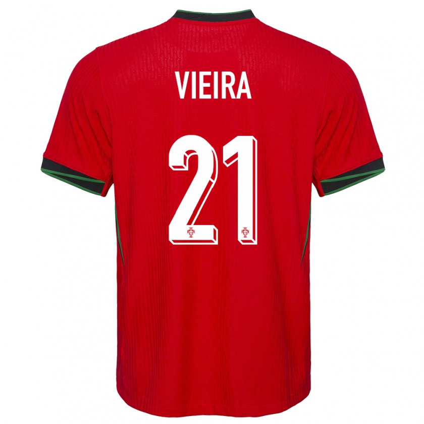 Kandiny Homme Maillot Portugal Fabio Vieira #21 Rouge Tenues Domicile 24-26 T-Shirt