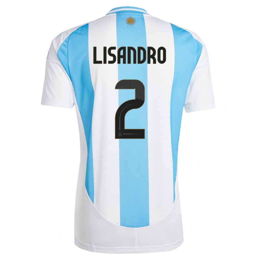 Kandiny Homme Maillot Argentine Lisandro Martinez #2 Blanc Bleu Tenues Domicile 24-26 T-Shirt
