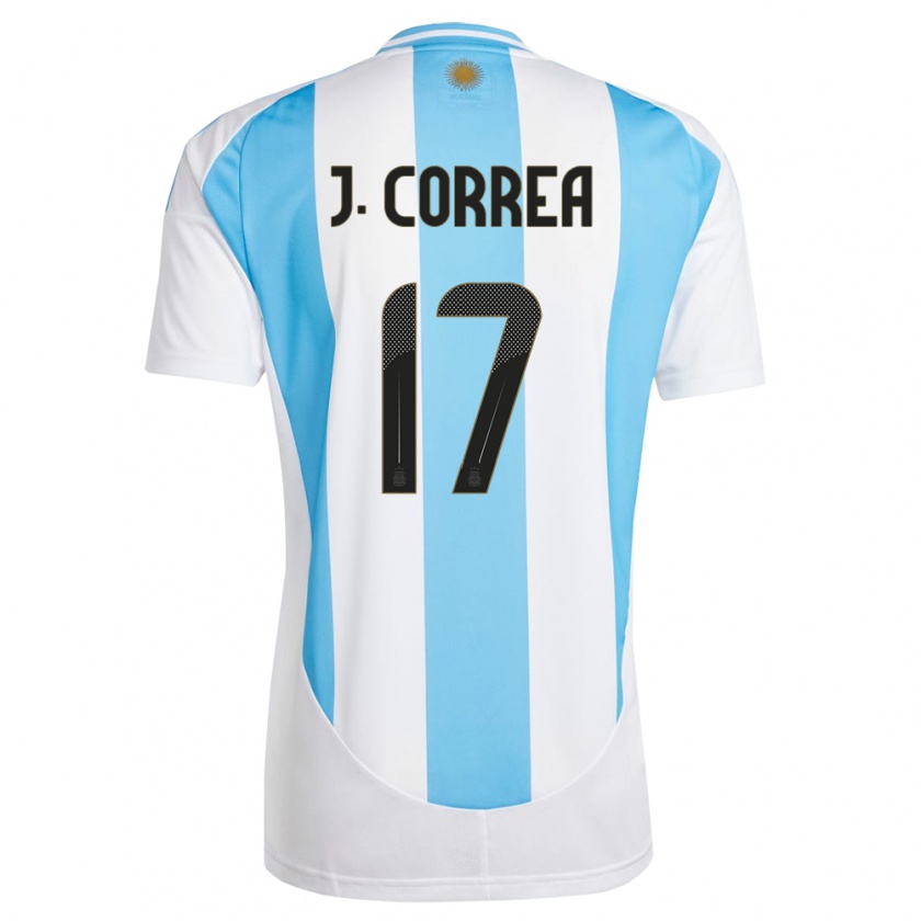 Kandiny Homme Maillot Argentine Joaquin Correa #17 Blanc Bleu Tenues Domicile 24-26 T-Shirt