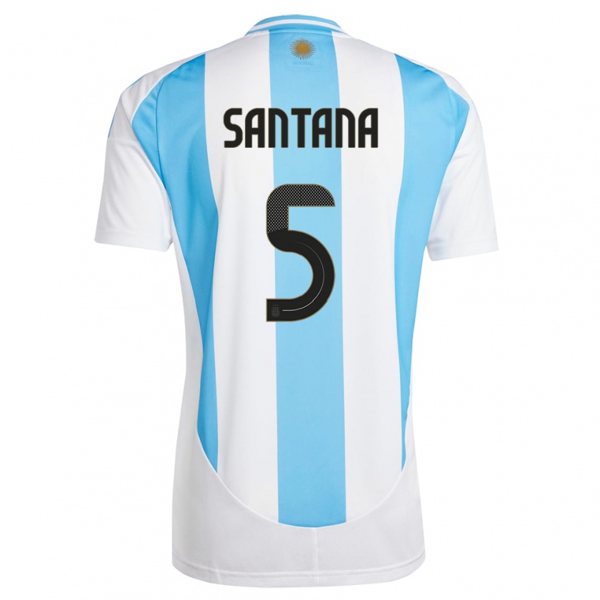 Kandiny Homme Maillot Argentine Vanesa Santana #5 Blanc Bleu Tenues Domicile 24-26 T-Shirt