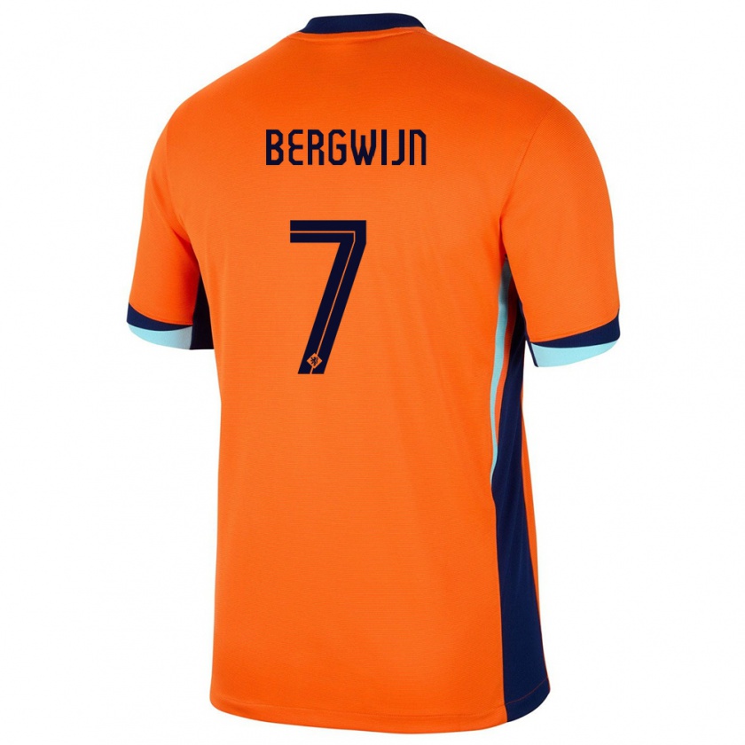 Kandiny Homme Maillot Pays-Bas Steven Bergwijn #7 Orange Tenues Domicile 24-26 T-Shirt