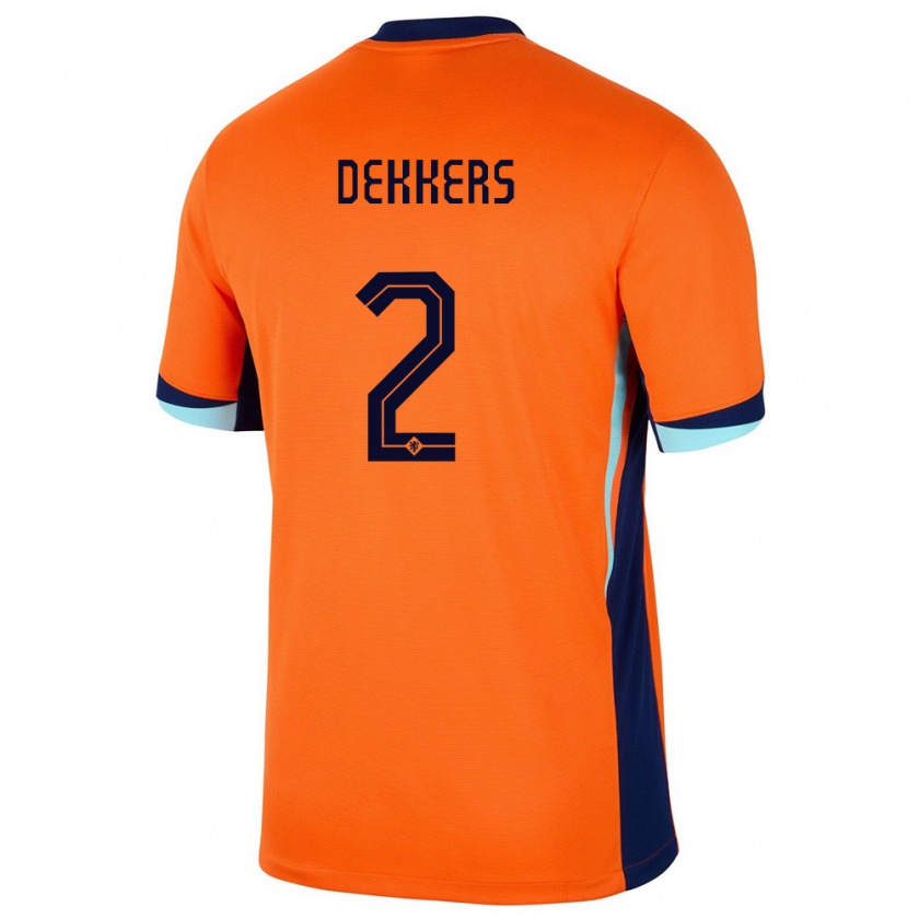 Kandiny Homme Maillot Pays-Bas Sem Dekkers #2 Orange Tenues Domicile 24-26 T-Shirt