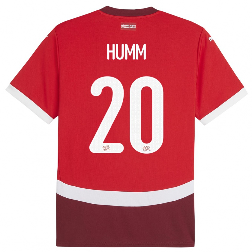 Kandiny Homme Maillot Suisse Fabienne Humm #20 Rouge Tenues Domicile 24-26 T-Shirt