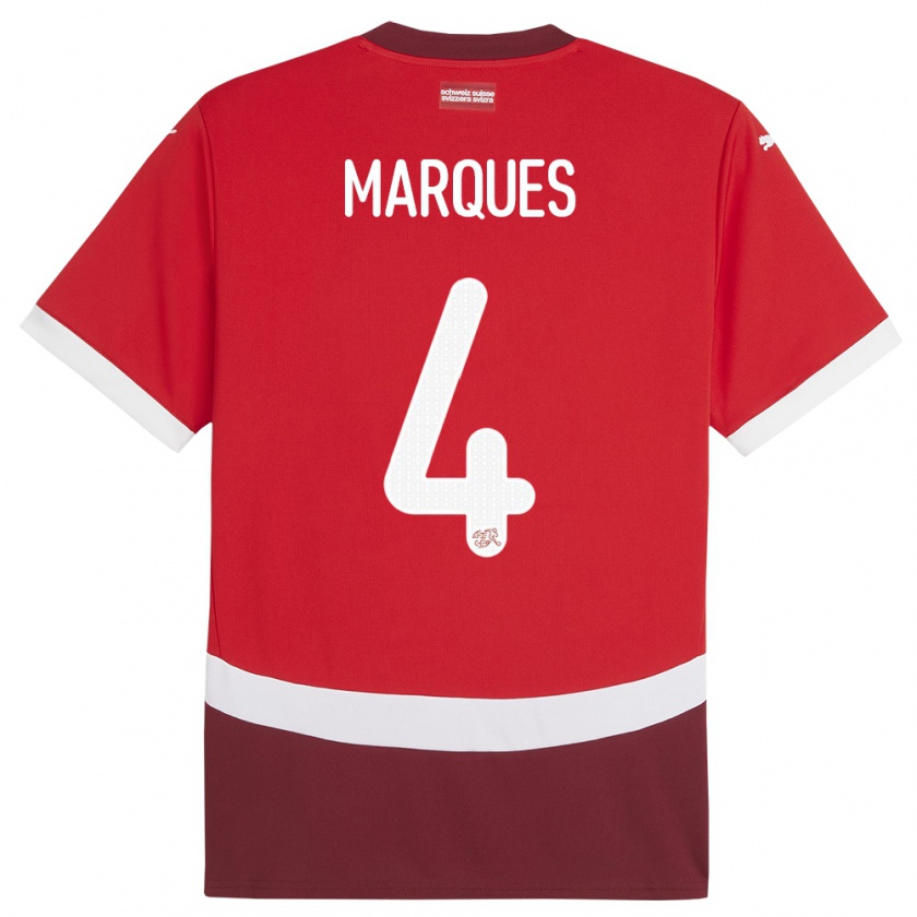Kandiny Homme Maillot Suisse Christian Marques #4 Rouge Tenues Domicile 24-26 T-Shirt