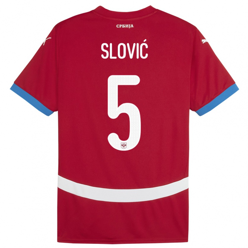 Kandiny Homme Maillot Serbie Violeta Slovic #5 Rouge Tenues Domicile 24-26 T-Shirt