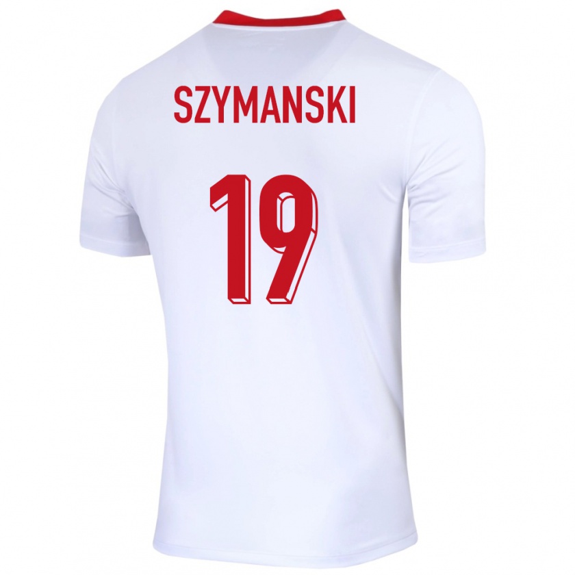 Kandiny Homme Maillot Pologne Sebastian Szymanski #19 Blanc Tenues Domicile 24-26 T-Shirt