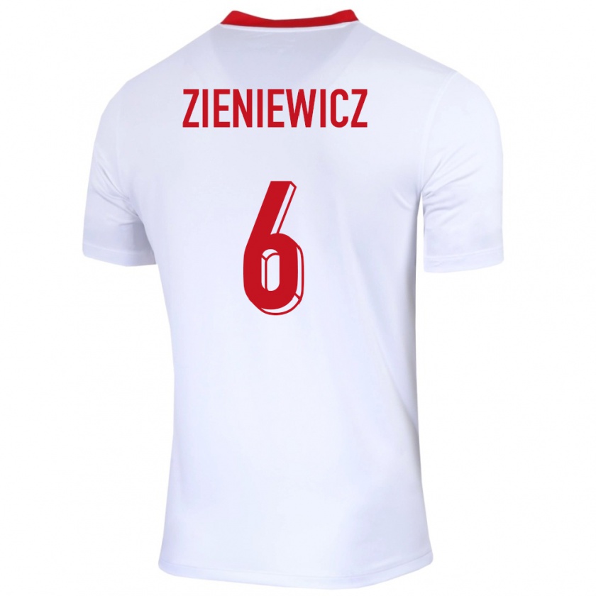 Kandiny Homme Maillot Pologne Wiktoria Zieniewicz #6 Blanc Tenues Domicile 24-26 T-Shirt