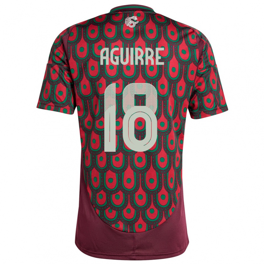 Kandiny Homme Maillot Mexique Eduardo Aguirre #18 Bordeaux Tenues Domicile 24-26 T-Shirt