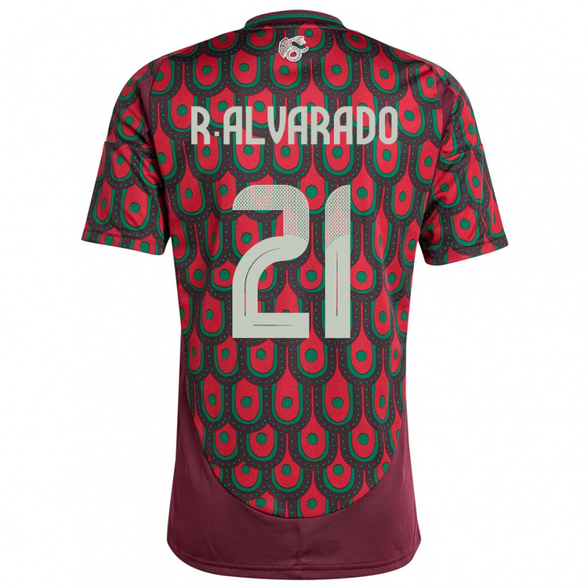 Kandiny Homme Maillot Mexique Roberto Alvarado #21 Bordeaux Tenues Domicile 24-26 T-Shirt