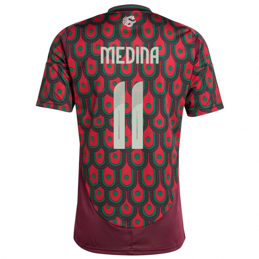 Kandiny Homme Maillot Mexique Diego Medina #11 Bordeaux Tenues Domicile 24-26 T-Shirt