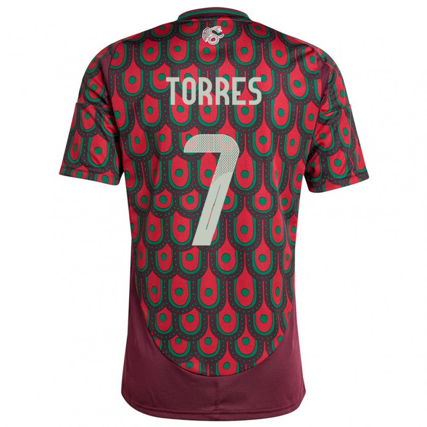 Kandiny Homme Maillot Mexique Christian Torres #7 Bordeaux Tenues Domicile 24-26 T-Shirt