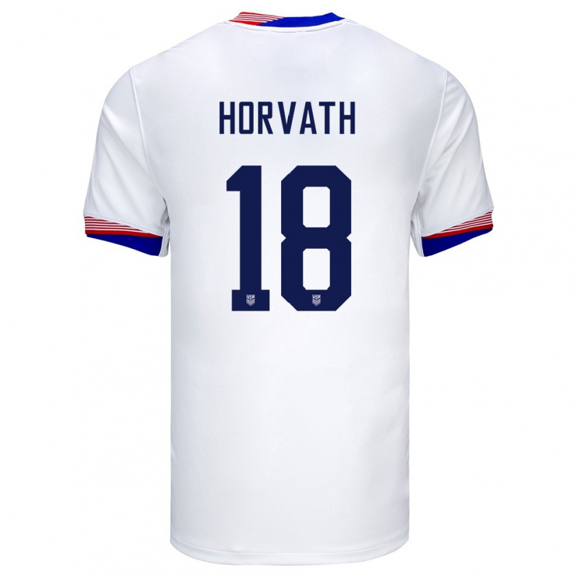 Kandiny Homme Maillot États-Unis Ethan Horvath #18 Blanc Tenues Domicile 24-26 T-Shirt