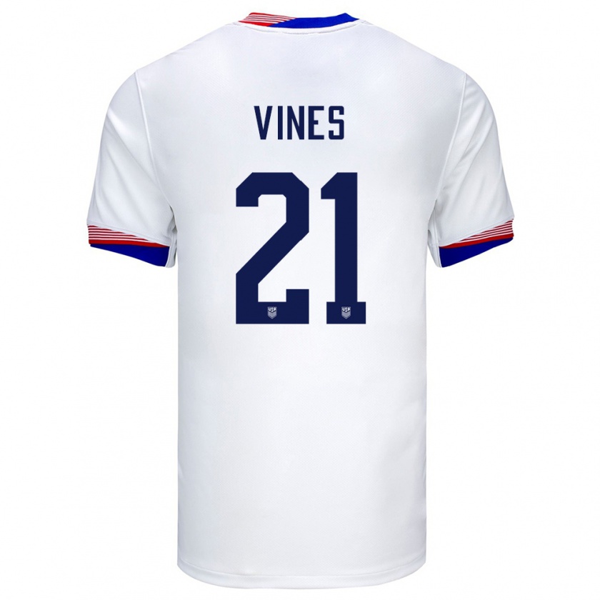 Kandiny Homme Maillot États-Unis Sam Vines #21 Blanc Tenues Domicile 24-26 T-Shirt