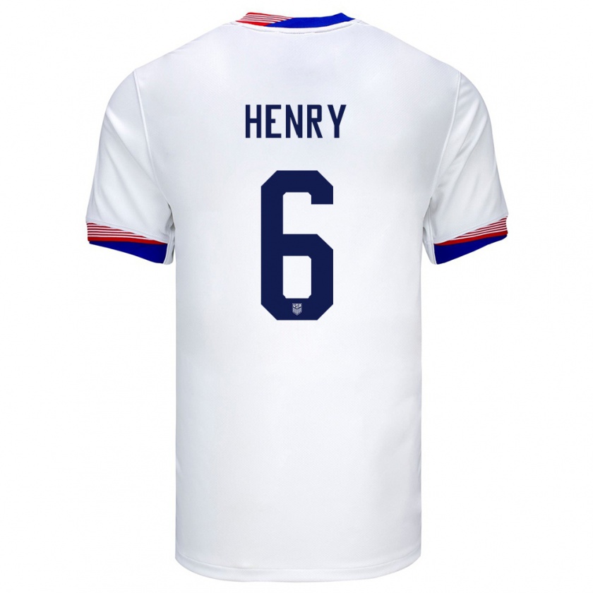 Kandiny Homme Maillot États-Unis Kobi Henry #6 Blanc Tenues Domicile 24-26 T-Shirt
