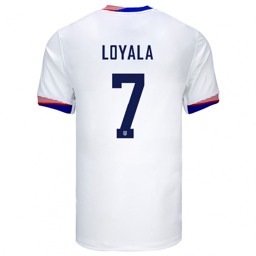 Kandiny Homme Maillot États-Unis Favian Loyala #7 Blanc Tenues Domicile 24-26 T-Shirt