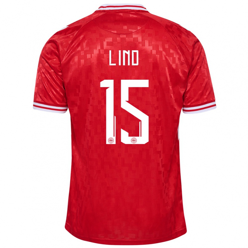 Kandiny Homme Maillot Danemark Victor Lind #15 Rouge Tenues Domicile 24-26 T-Shirt