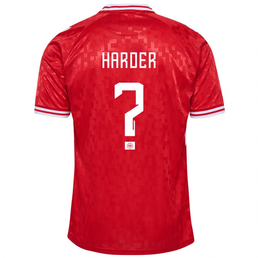 Kandiny Homme Maillot Danemark Conrad Harder #0 Rouge Tenues Domicile 24-26 T-Shirt