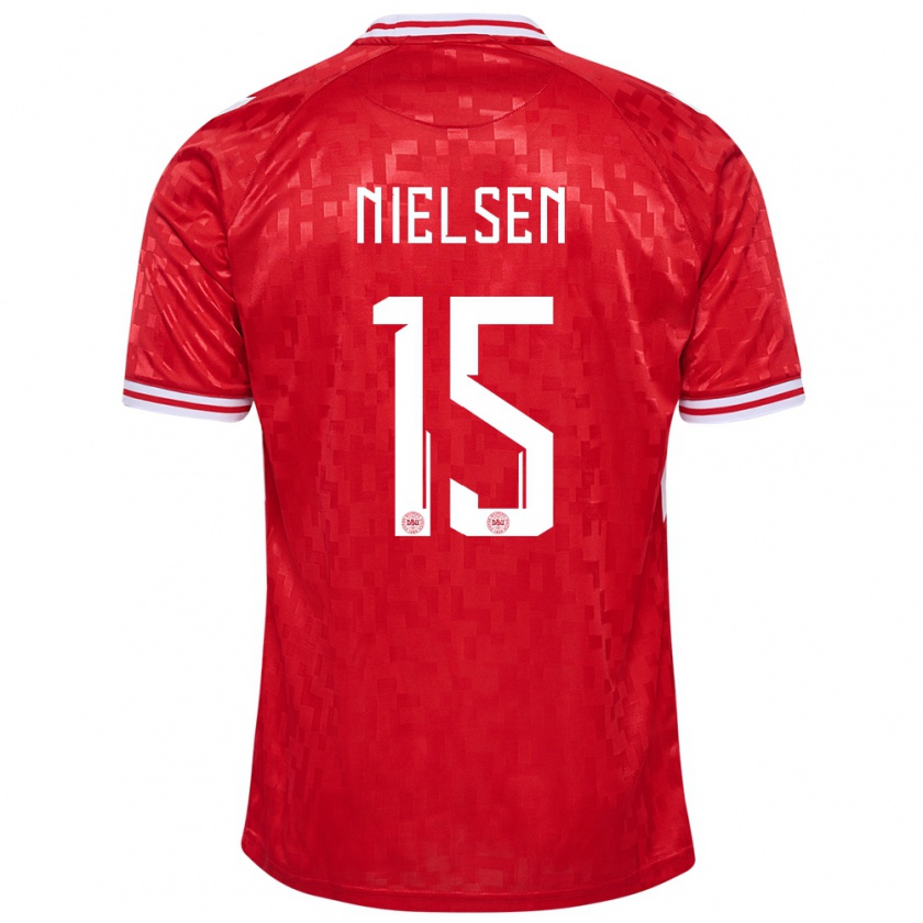 Kandiny Homme Maillot Danemark Villads Nielsen #15 Rouge Tenues Domicile 24-26 T-Shirt