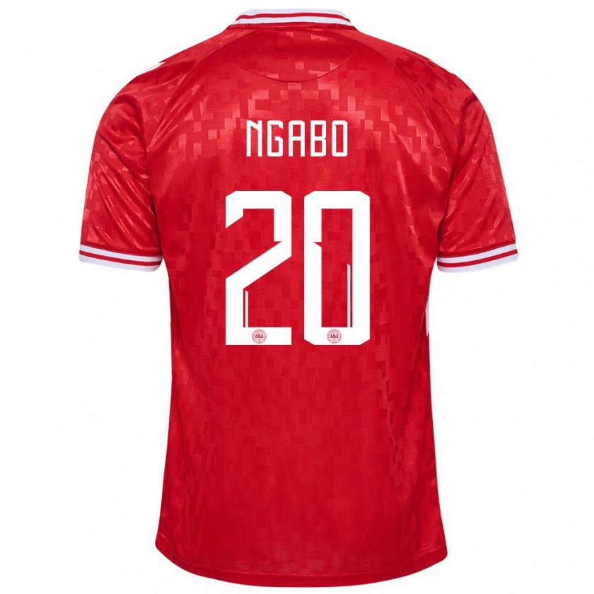 Kandiny Homme Maillot Danemark Sanders Ngabo #20 Rouge Tenues Domicile 24-26 T-Shirt