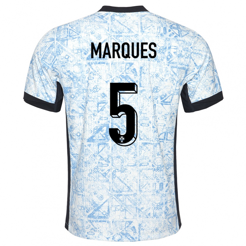 Kandiny Homme Maillot Portugal Martim Marques #5 Bleu Crème Tenues Extérieur 24-26 T-Shirt