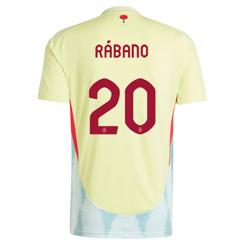 Kandiny Homme Maillot Espagne Nuria Rabano #20 Jaune Tenues Extérieur 24-26 T-Shirt