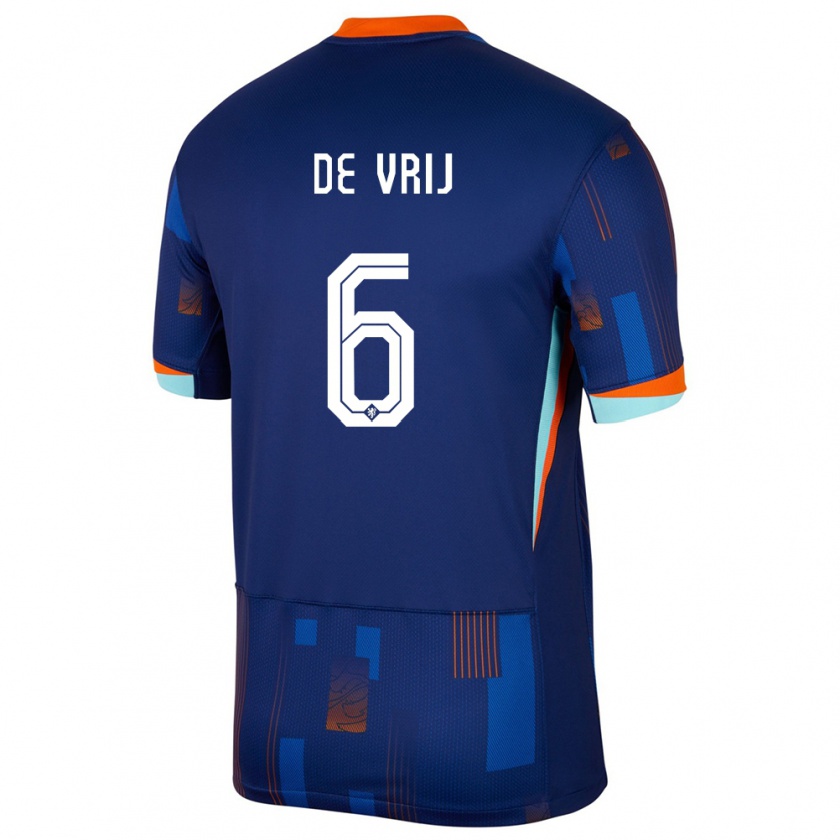 Kandiny Homme Maillot Pays-Bas Stefan De Vrij #6 Bleu Tenues Extérieur 24-26 T-Shirt