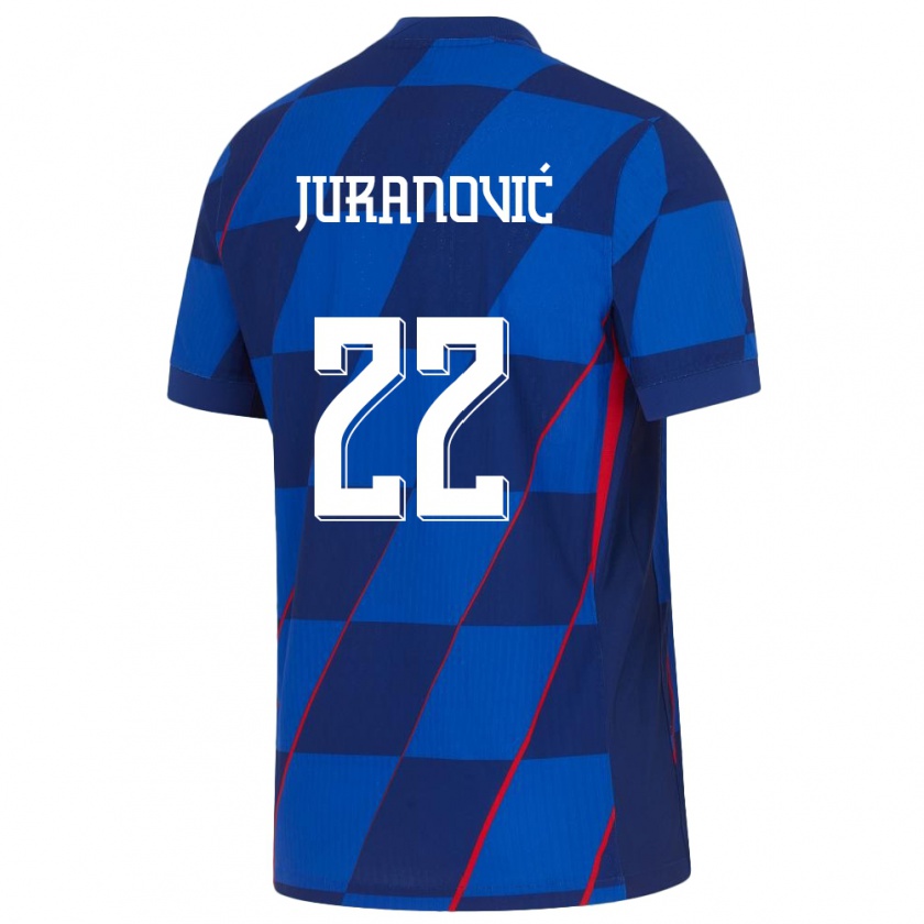 Kandiny Homme Maillot Croatie Josip Juranovic #22 Bleu Tenues Extérieur 24-26 T-Shirt