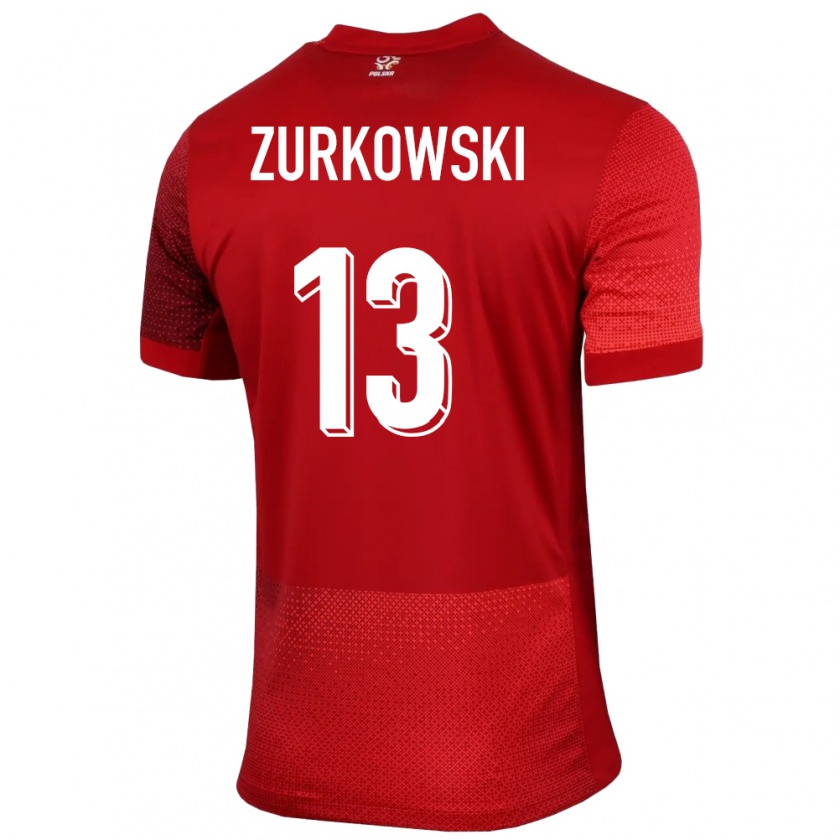Kandiny Homme Maillot Pologne Szymon Zurkowski #13 Rouge Tenues Extérieur 24-26 T-Shirt
