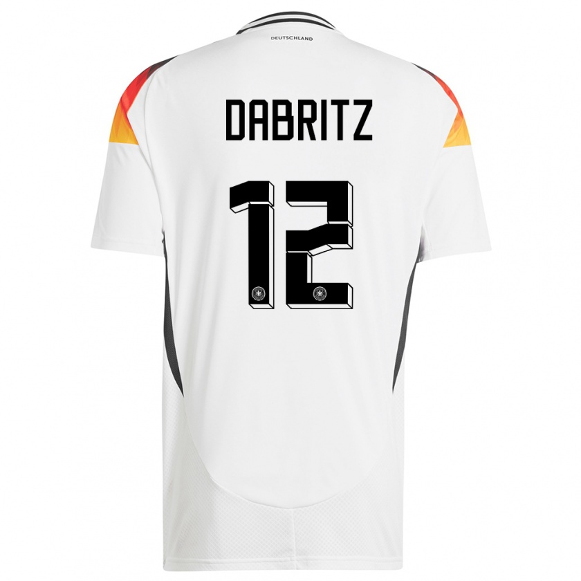 Kandiny Femme Maillot Allemagne Sara Dabritz #12 Blanc Tenues Domicile 24-26 T-Shirt