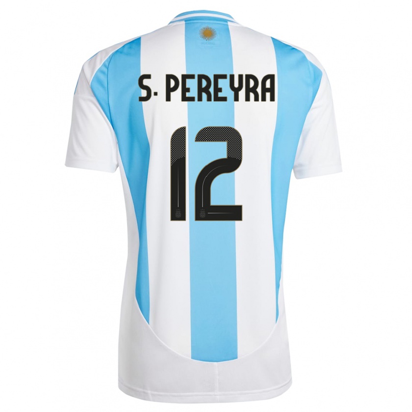 Kandiny Femme Maillot Argentine Solana Pereyra #12 Blanc Bleu Tenues Domicile 24-26 T-Shirt