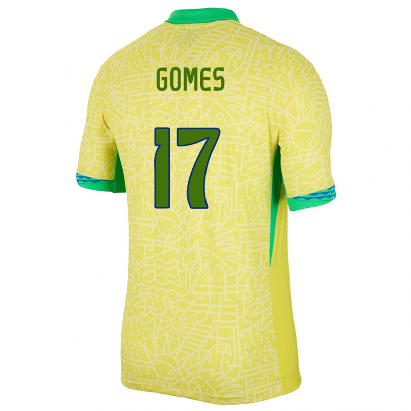 Kandiny Femme Maillot Brésil William Gomes #17 Jaune Tenues Domicile 24-26 T-Shirt