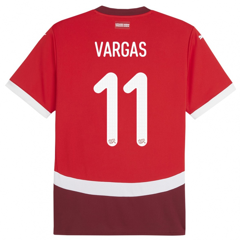 Kandiny Femme Maillot Suisse Ruben Vargas #11 Rouge Tenues Domicile 24-26 T-Shirt