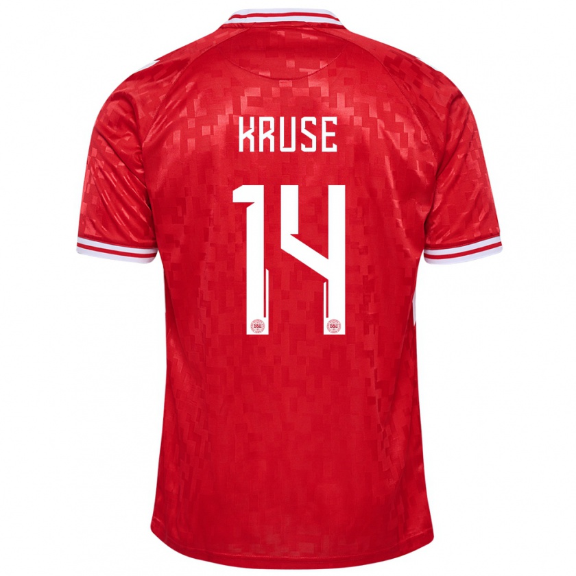 Kandiny Femme Maillot Danemark David Kruse #14 Rouge Tenues Domicile 24-26 T-Shirt