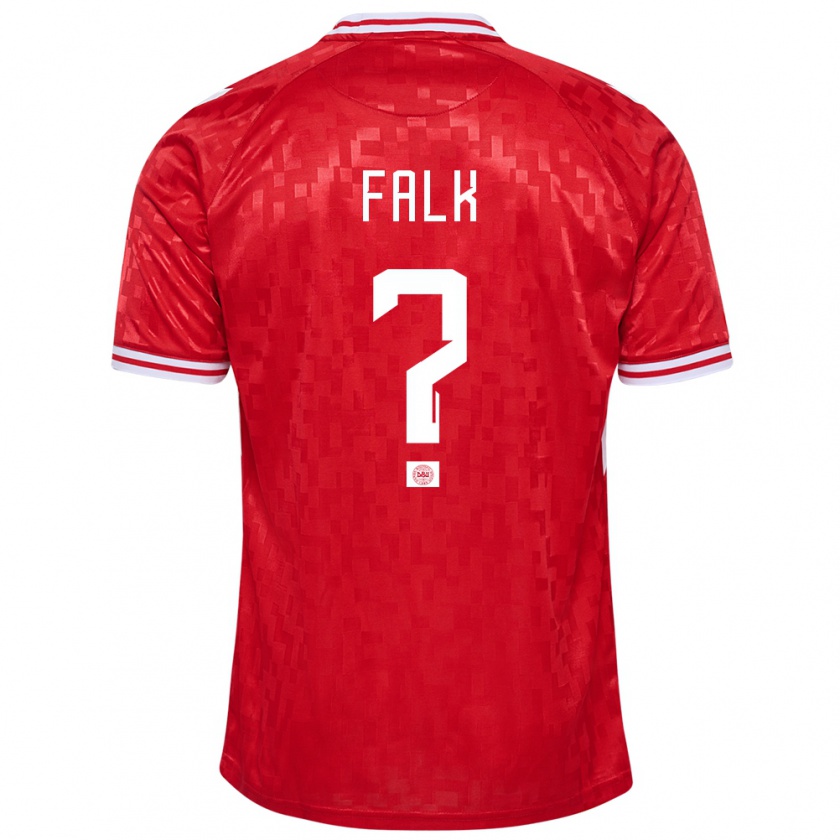 Kandiny Femme Maillot Danemark Lukas Falk #0 Rouge Tenues Domicile 24-26 T-Shirt