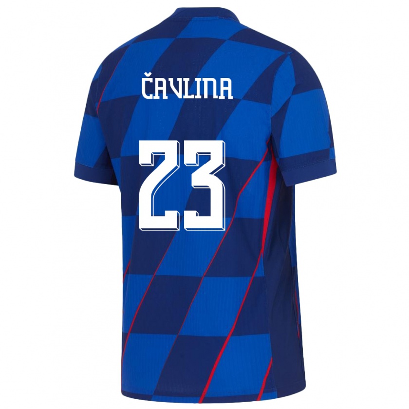 Kandiny Femme Maillot Croatie Nikola Cavlina #23 Bleu Tenues Extérieur 24-26 T-Shirt